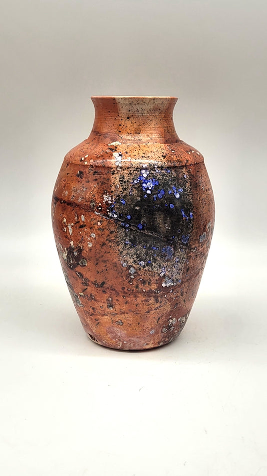Saggar collared with blue vase